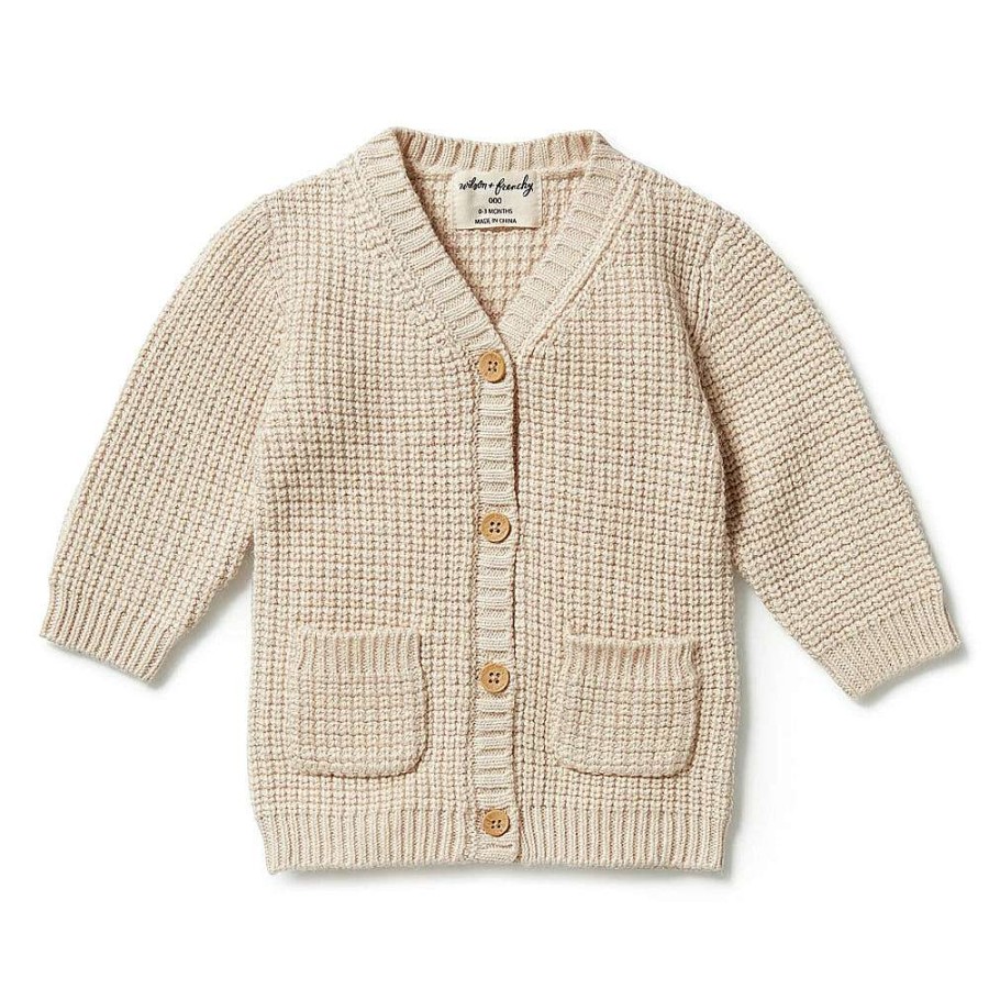 Babywear Wilson & Frenchy Baby Knitwear | Wilson & Frenchy Knitted Button Cardigan Oatmeal Melange