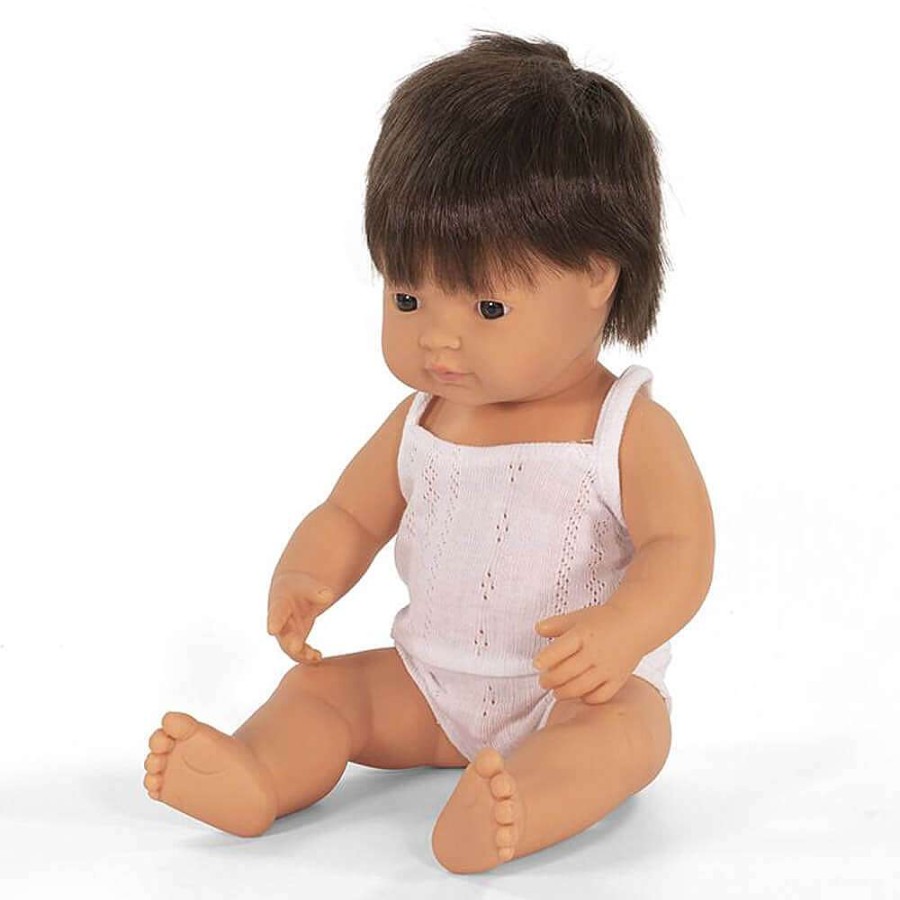 Playtime Miniland Plush Toys | Miniland Brunette Caucasian Baby Doll 38Cm