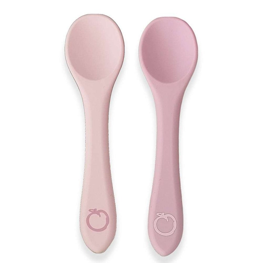 Feeding Plum Utensils | Plum Silicone 2Pk Spoon Set Powder Pink