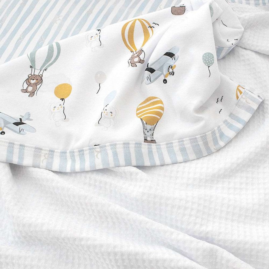 Nursery Living Textiles Baby Blankets | Living Textiles Up Up & Away Cot Waffle Blanket