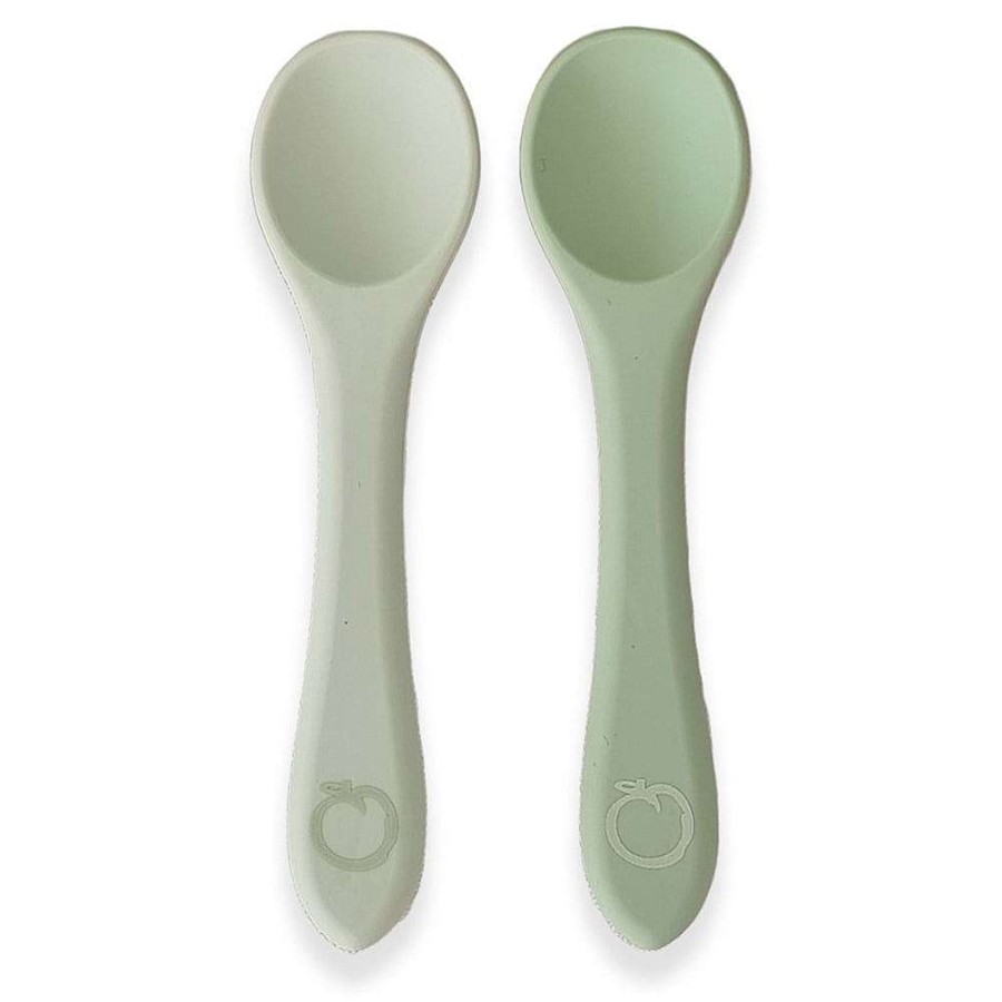 Feeding Plum Utensils | Plum Silicone 2Pk Spoon Set Olive