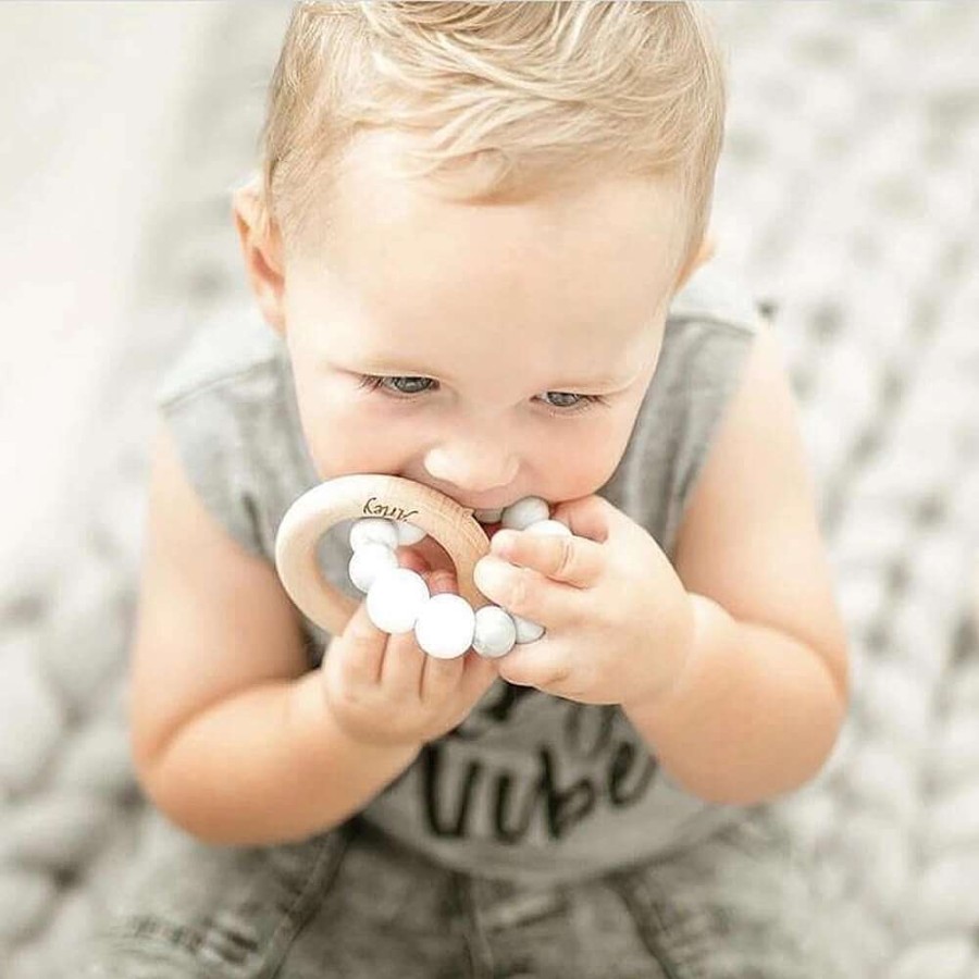 Playtime One Chew Three Teething Toys | One Chew Three Duo Silicone And Beech Wood Teether