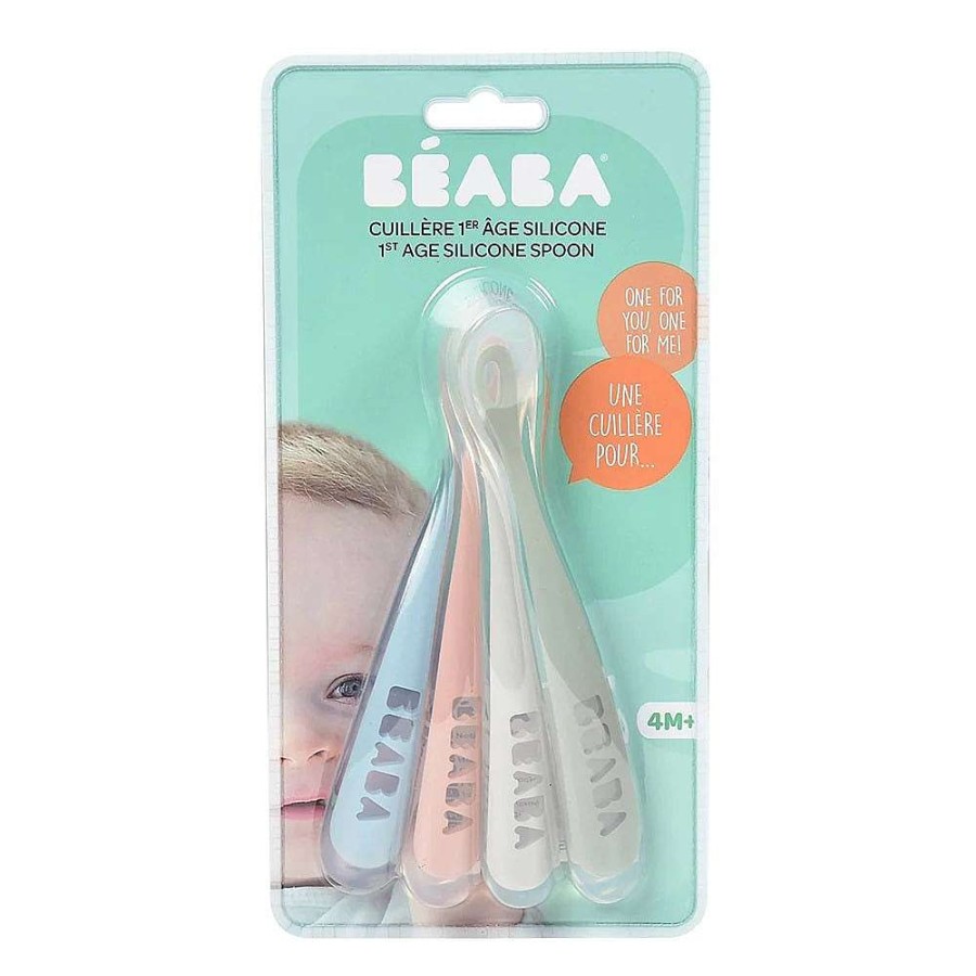 Feeding Beaba Utensils | Beaba 1St Stage Silicone Spoons 4 Pack