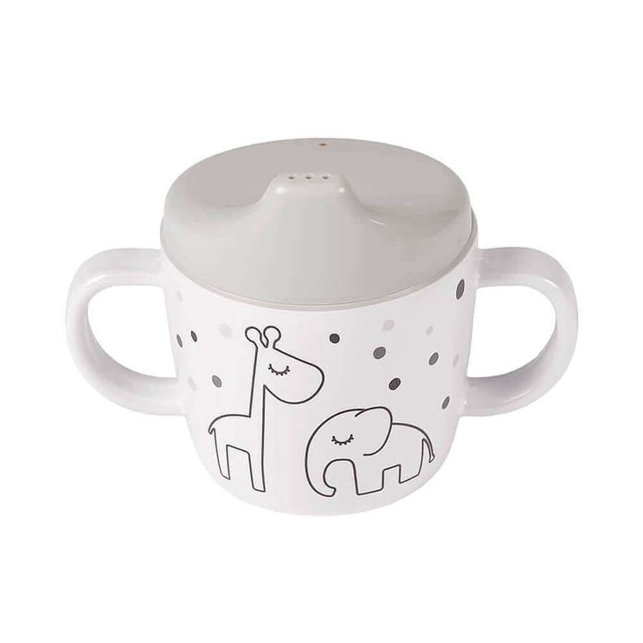 Feeding Done By Deer Plates & Bowls | Done By Deer 2 Handle Spout Cup Dreamy Dots Grey