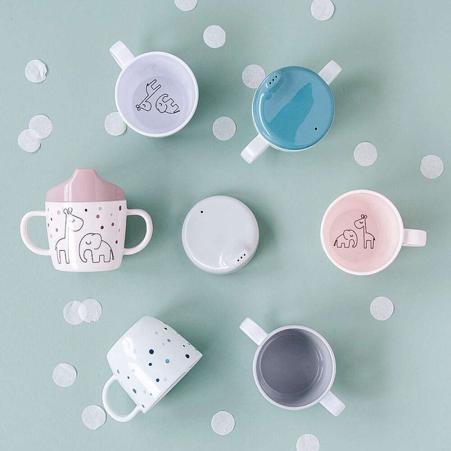 Feeding Done By Deer Plates & Bowls | Done By Deer 2 Handle Spout Cup Dreamy Dots Grey