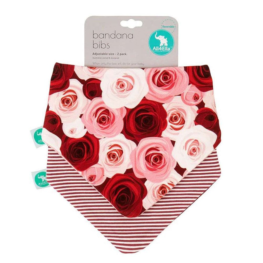 Feeding All4Ella Bibs | All4Ella Bandana Bibs 2Pk Bunch Of Roses