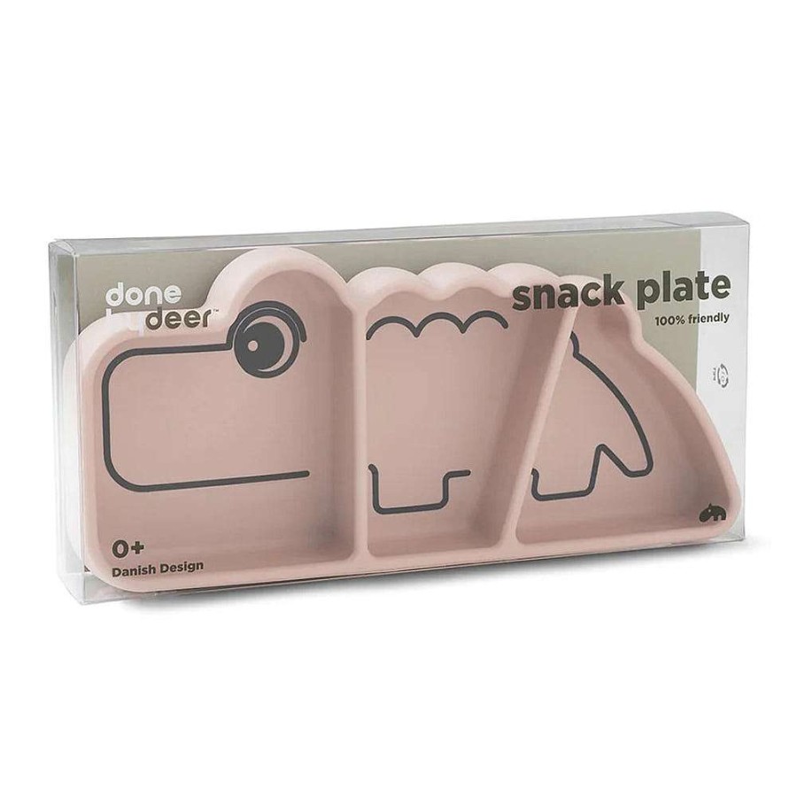 Feeding Done By Deer Plates & Bowls | Done By Deer Silicone Stick & Stay Snack Plate Croco Powder