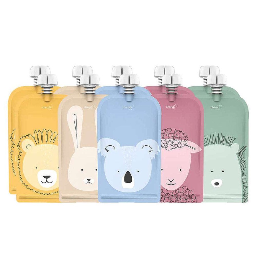 Feeding Cherub Baby Storage Containers | Cherub Baby On The Go Reusable Animal Food Pouches 150Ml