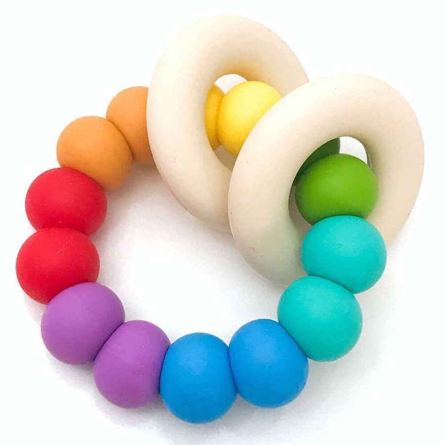 Playtime One Chew Three Teething Toys | One Chew Three Silicone Gummi Teether Rainbow Bright