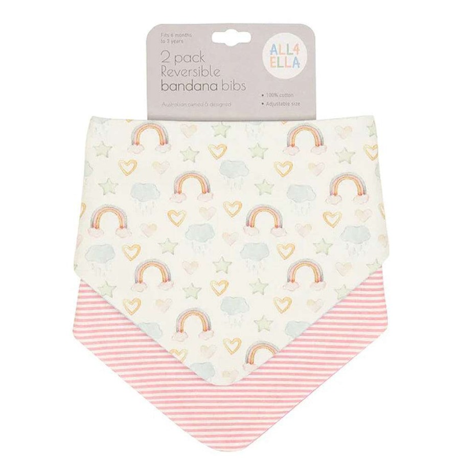 Feeding All4Ella Bibs | All4Ella Bandana Bibs 2Pk Rainbow Dreams