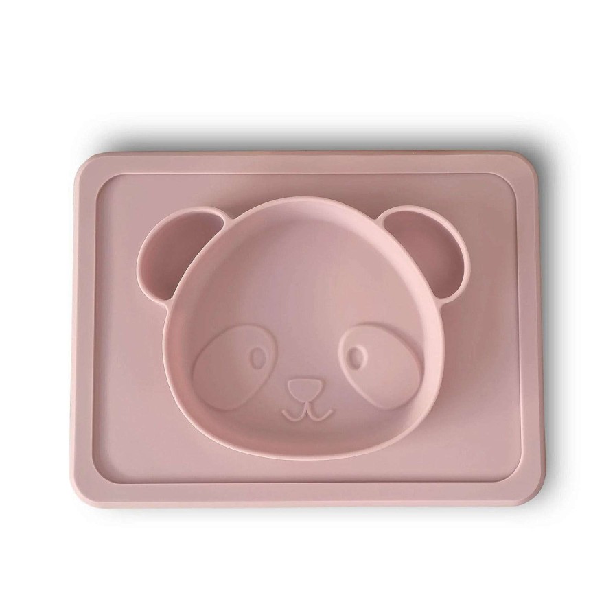 Feeding Plum Plates & Bowls | My Baby Silicone Plate Panda/Blush