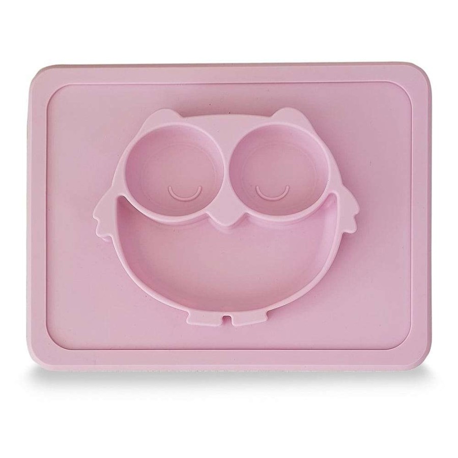 Feeding Plum Plates & Bowls | Plum Silicone Suction Plate Powder Pink Owl