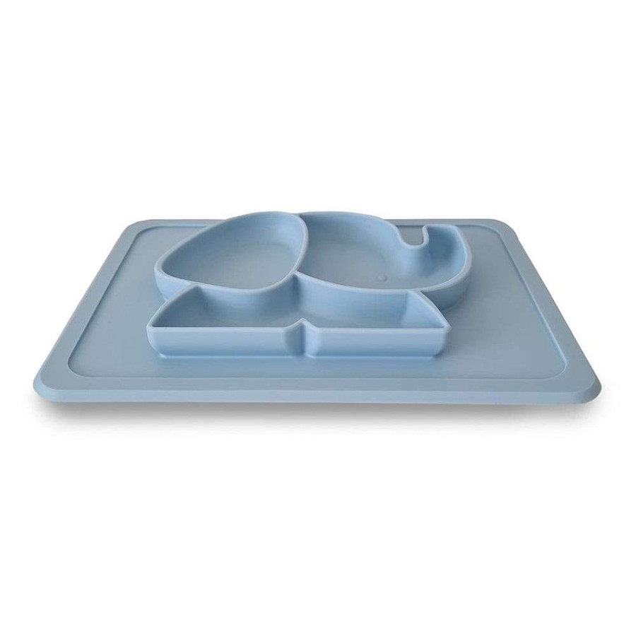 Feeding Plum Plates & Bowls | Plum Silicone Suction Plate Powder Blue Elephant