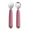 Feeding Cherub Baby Utensils | Cherub Baby Silicone & Steel Toddler Cutlery Set Dusty Rose