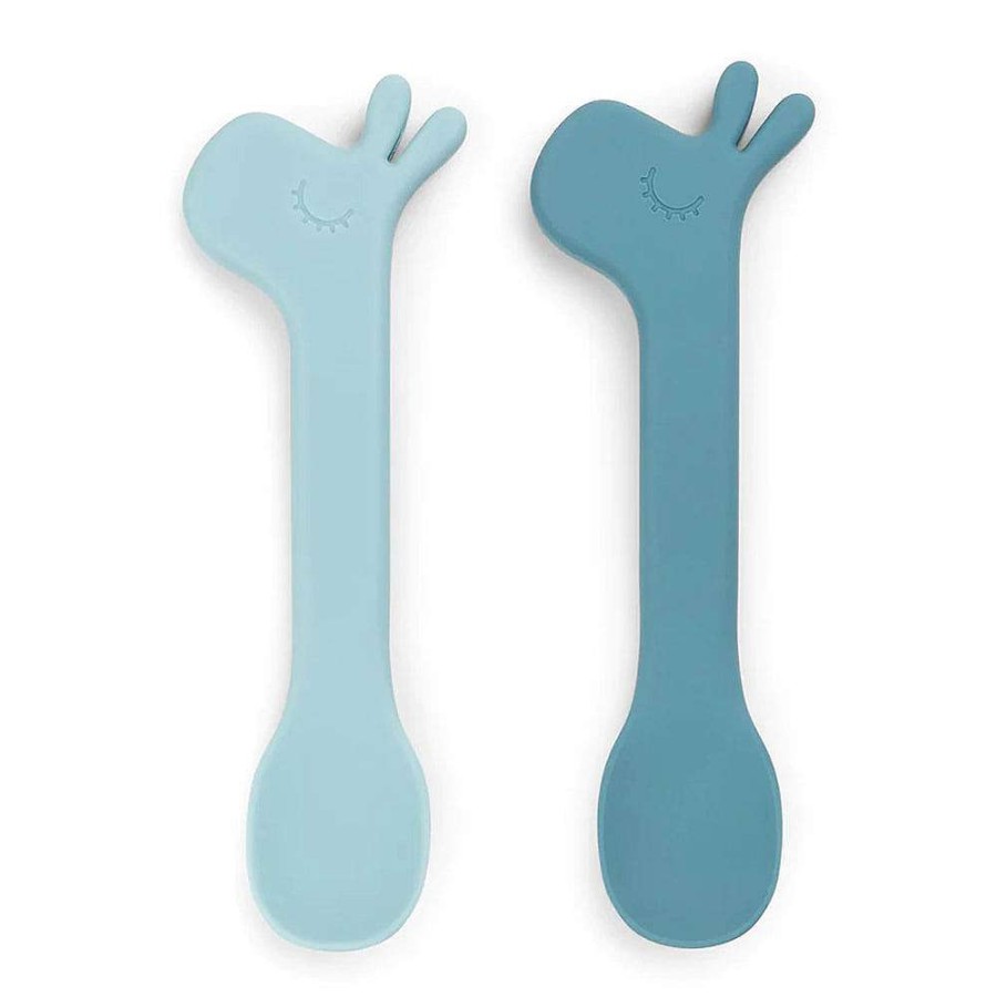 Feeding Done By Deer Utensils | Done By Deer Silicone Spoon 2-Pack Lalee Blue