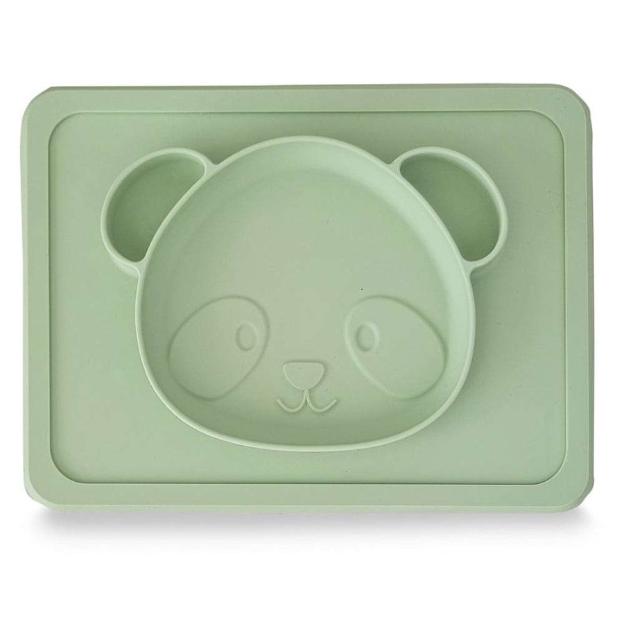 Feeding Plum Plates & Bowls | Plum Silicone Suction Plate Olive Panda