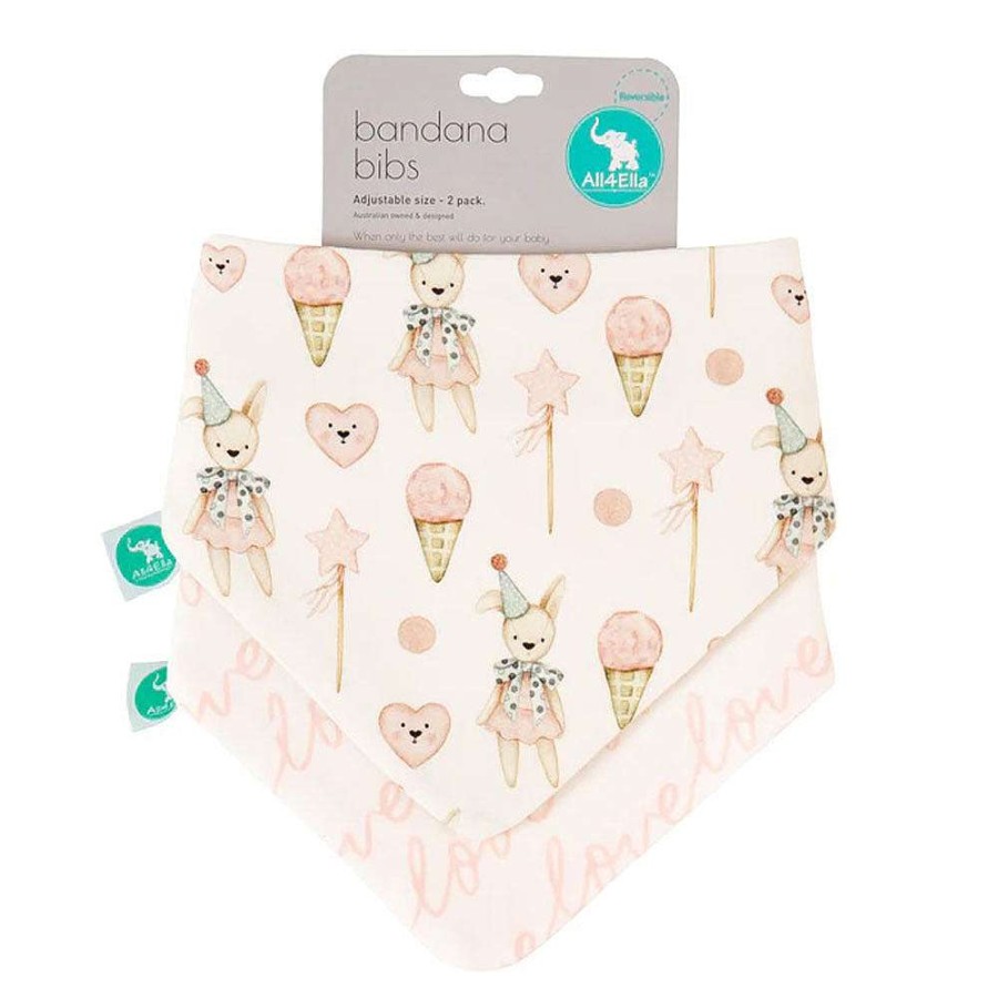 Feeding All4Ella Bibs | All4Ella Bandana Bibs 2Pk Ice Creams & Teddy