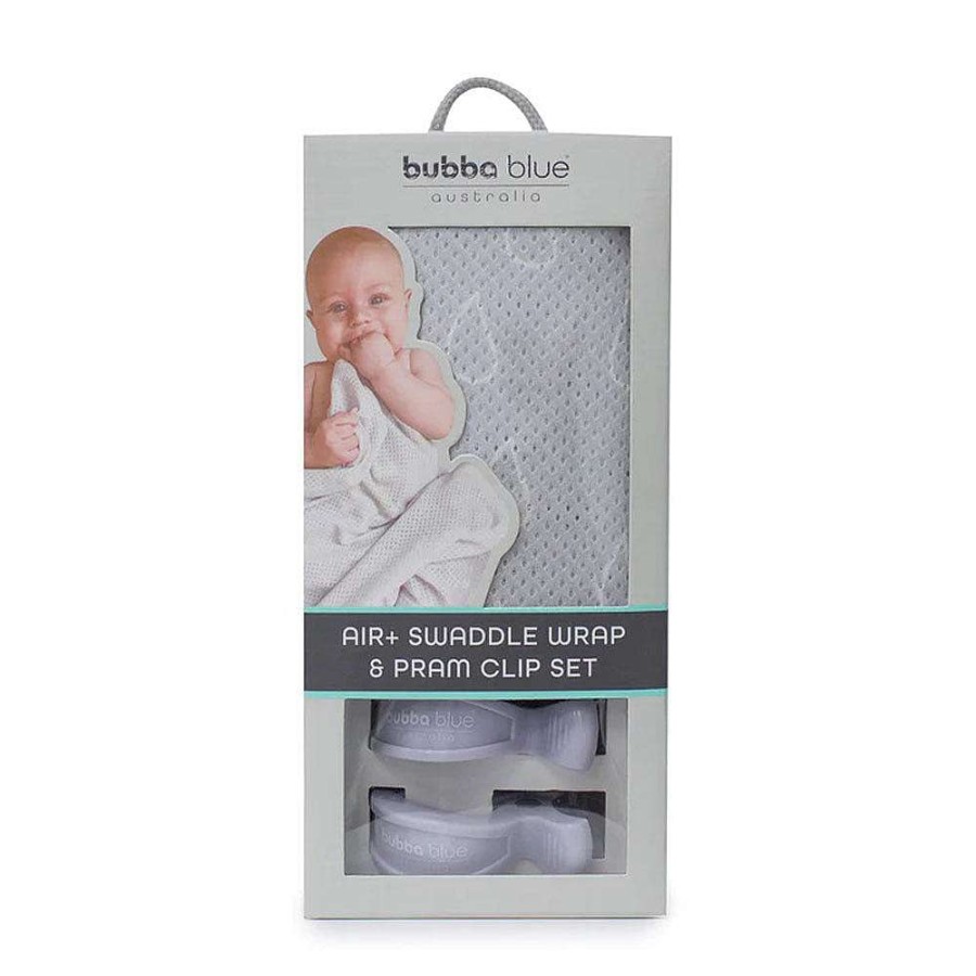 Prams Bubba Blue Pram Blankets | Bubba Blue Air+ Bamboo Wrap & Pram Clips Set Dusty Blue