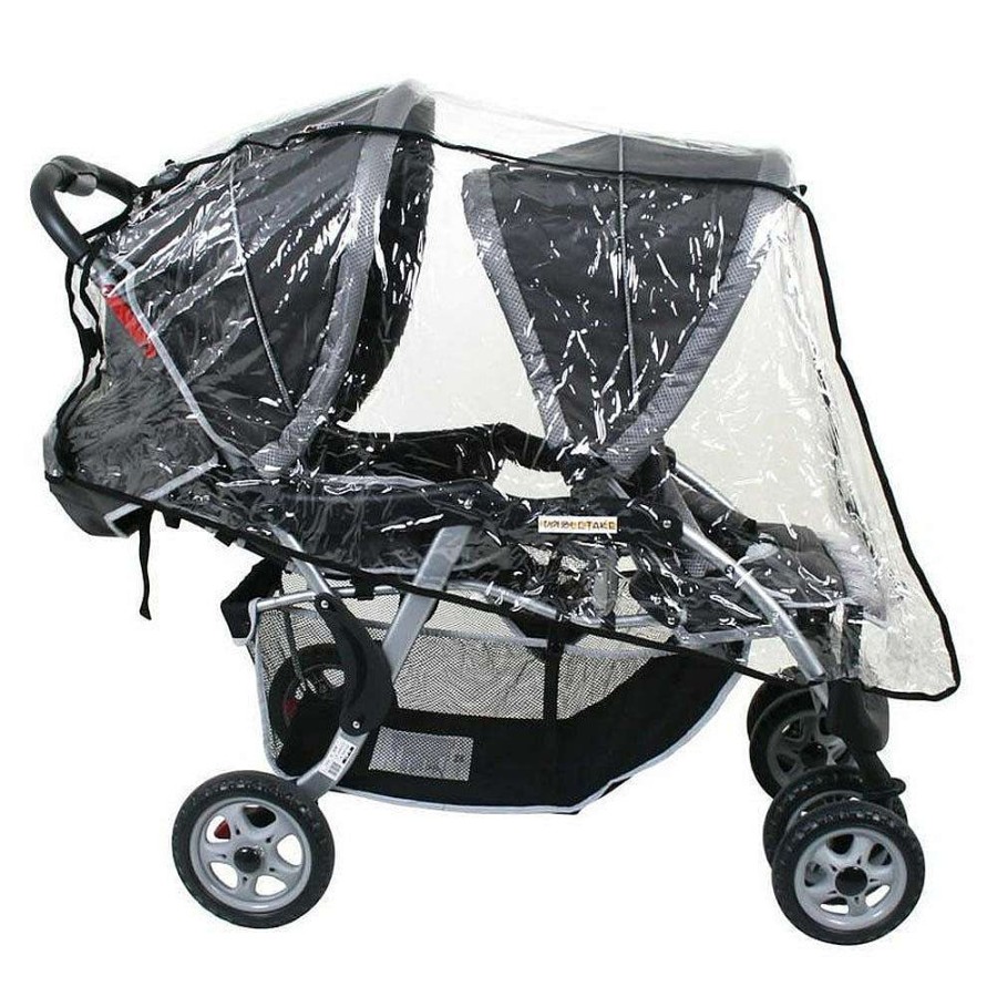 Prams Vee Bee Pram Rain Covers | Vee Bee Storm Cover Tandem With Dual Hoods