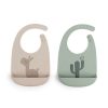 Feeding Done By Deer Bibs | Done By Deer Silicone Bib 2-Pack Lalee Sand