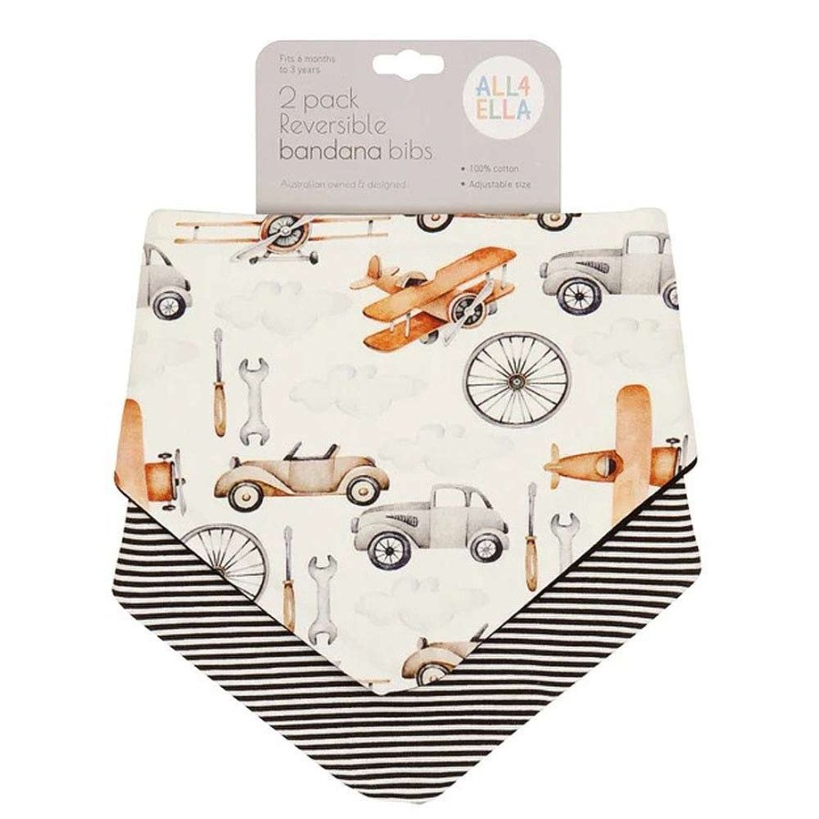 Feeding All4Ella Bibs | All4Ella Bandana Bibs 2Pk Lined Vehicle