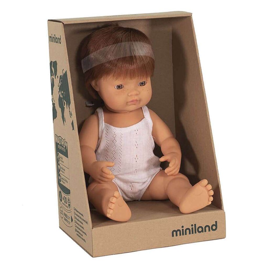 Playtime Miniland Plush Toys | Miniland Red Hair Caucasian Baby Doll 38Cm