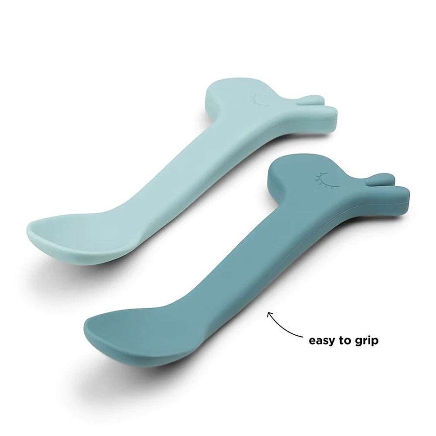 Feeding Done By Deer Utensils | Done By Deer Silicone Spoon 2-Pack Lalee Blue