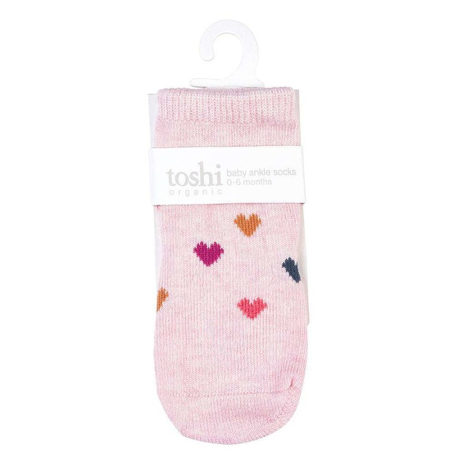 For Mum Toshi Newborn Essentials | Toshi Organic Baby Socks Ankle Hearts