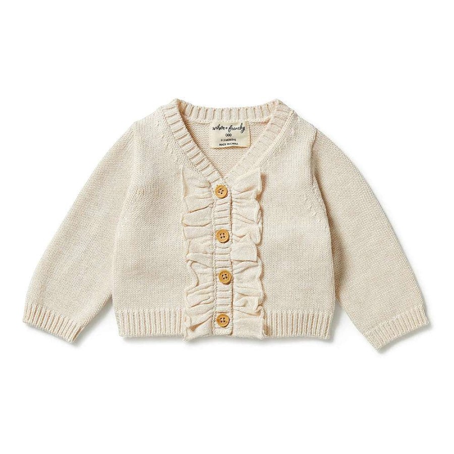 Babywear Wilson & Frenchy Baby T-Shirts & Tops | Wilson & Frenchy Knitted Ruffle Cardigan Sand Melange