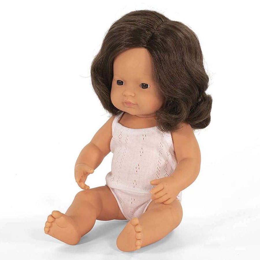 Playtime Miniland Plush Toys | Miniland Brunette Caucasian Baby Doll 38Cm