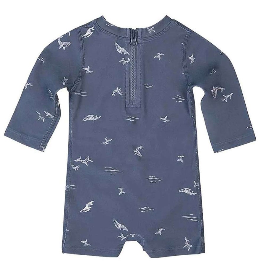 Babywear Toshi Swimwear | Toshi Swim Baby Onesie Long Sleeve Classic Whales