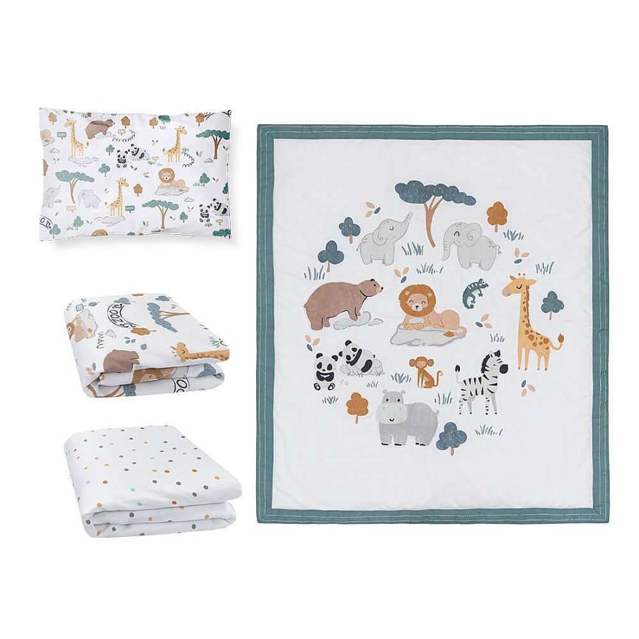 Playtime Lolli Living Comforters | Lolli Living Day At The Zoo Nursery Set 4Pc