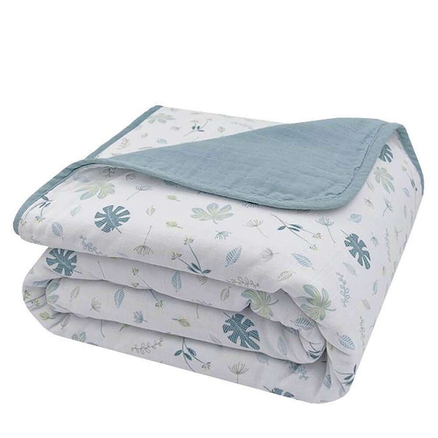 For Mum Living Textiles 3Rd Trimester | Living Textiles Organic Muslin Cot Blanket Banana Leaf/Teal