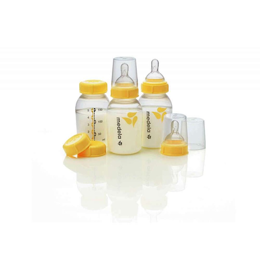 Feeding Medela Bottles & Teats | Medela Breastmilk Bottle 150Ml With Wide Base Teat 3Pk