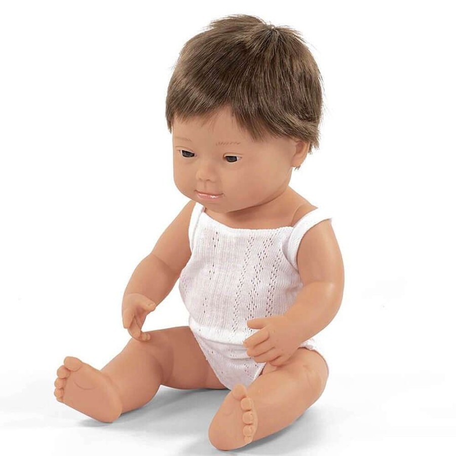 Playtime Miniland Plush Toys | Miniland Down Syndrome Caucasian Baby Doll 38Cm