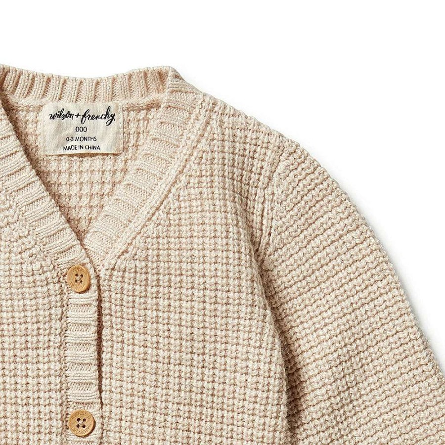 Babywear Wilson & Frenchy Baby Knitwear | Wilson & Frenchy Knitted Button Cardigan Oatmeal Melange