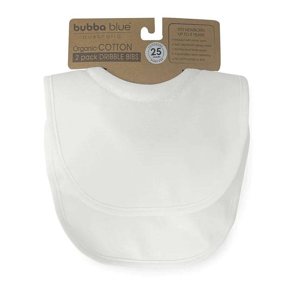 Feeding Bubba Blue Bibs | Bubba Blue Organic Cotton 2Pk Dribble Bibs