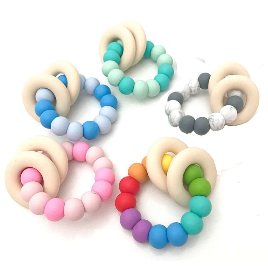 Playtime One Chew Three Teething Toys | One Chew Three Silicone Gummi Teether Rainbow Bright