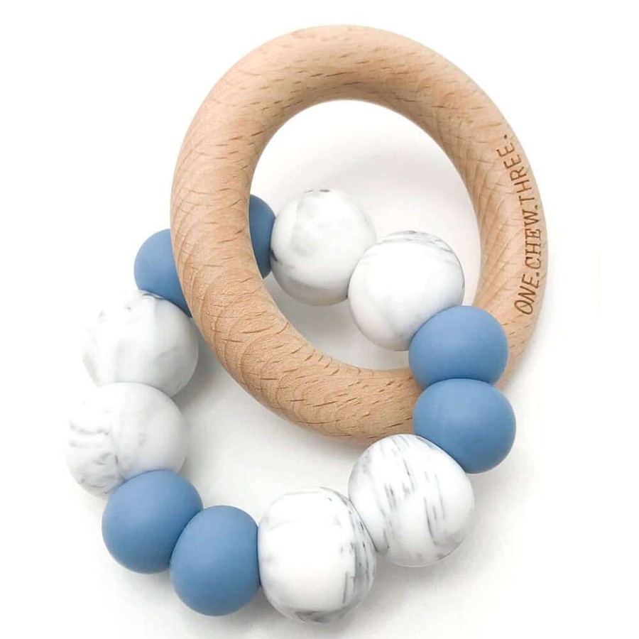 Playtime One Chew Three Teething Toys | One Chew Three Duo Silicone And Beech Wood Teether