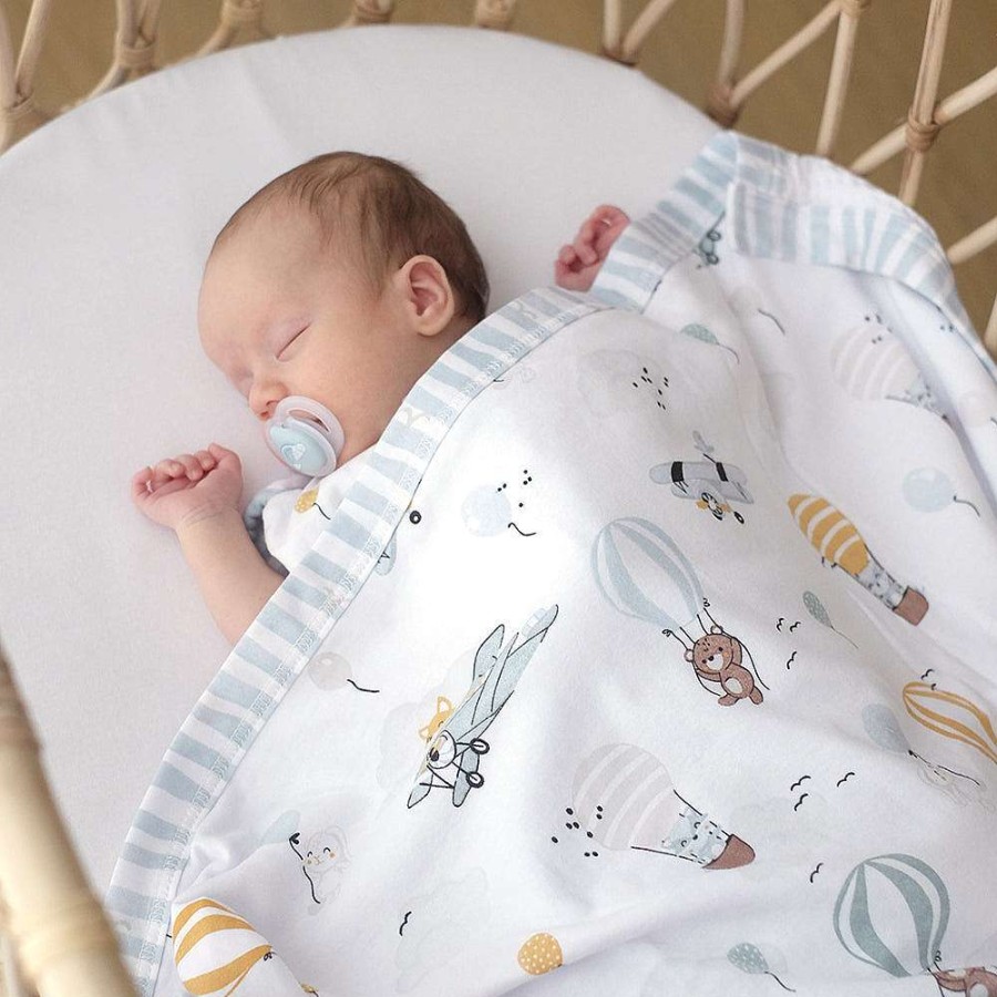 Nursery Living Textiles Baby Blankets | Living Textiles Up Up & Away Cot Waffle Blanket