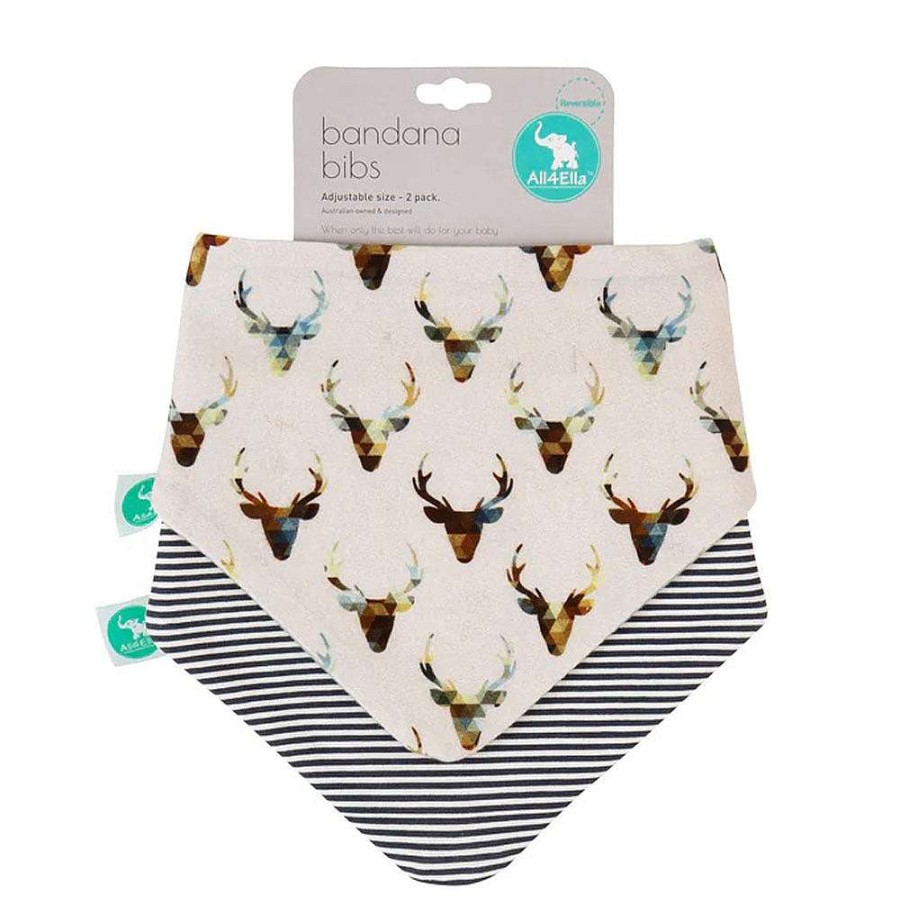 Feeding All4Ella Bibs | All4Ella Bandana Bibs 2Pk Stag